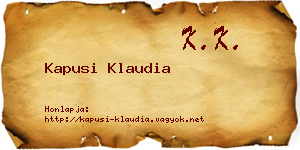 Kapusi Klaudia névjegykártya